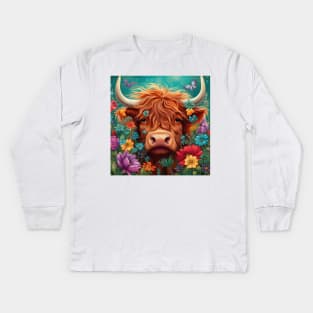 Highland Cow Kids Long Sleeve T-Shirt